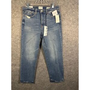 Frayed Jeans Womens High Rise‎ Ankle Straight Denim Terrain Blue 29 30144732-027